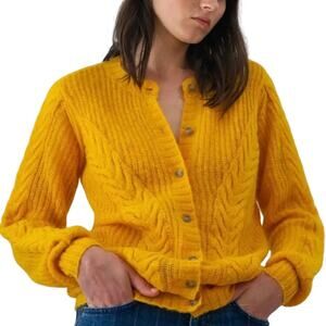 Just Female Potter Mohair and Wool Blend Cable Knit Cardigan size Medium
